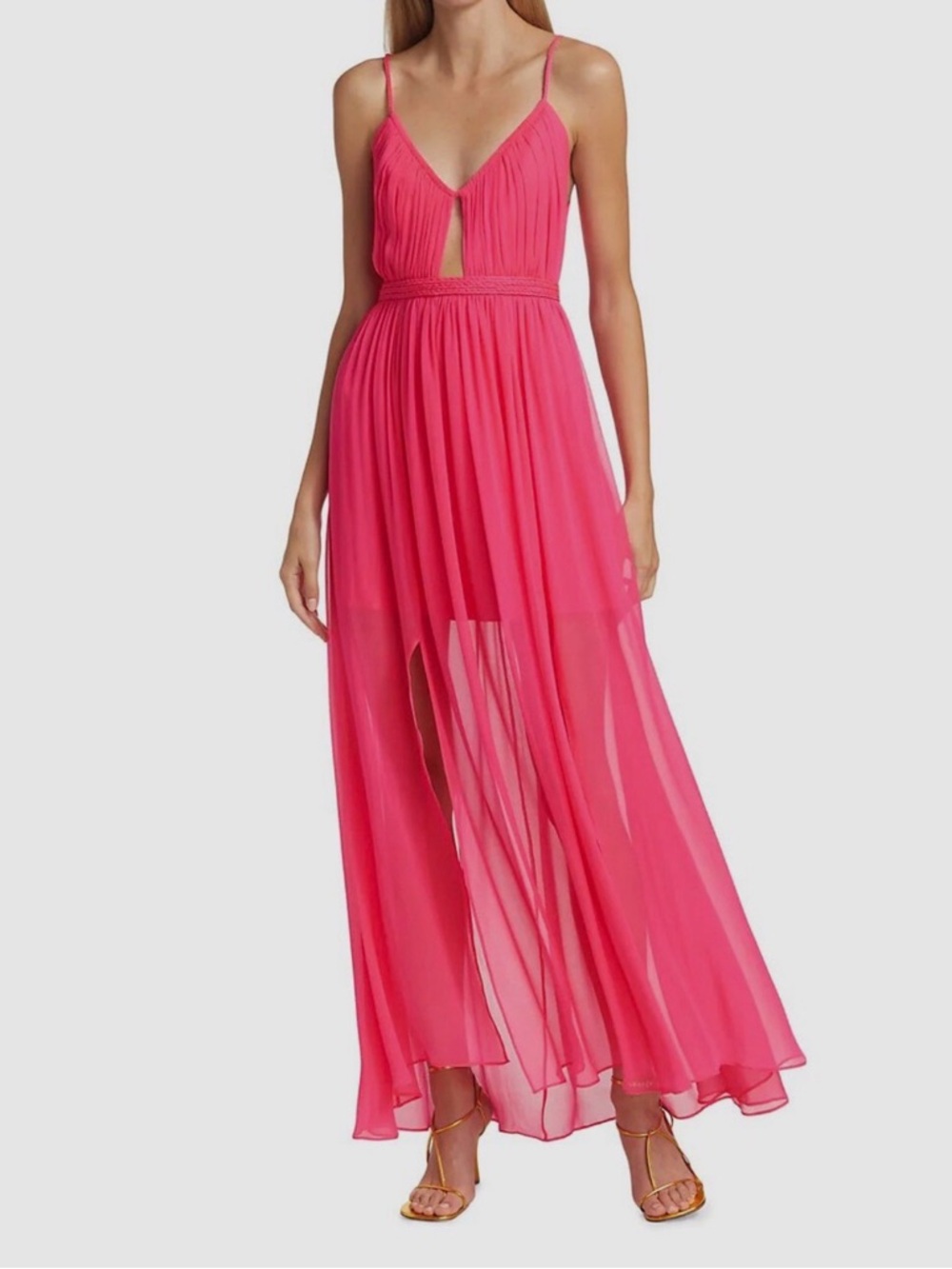 Alice + Olivia Pink Tamar Silk Maxi Dress with Cutout, Size 2